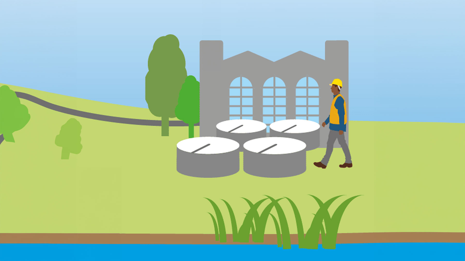 Simple illustration of a water treatment plant