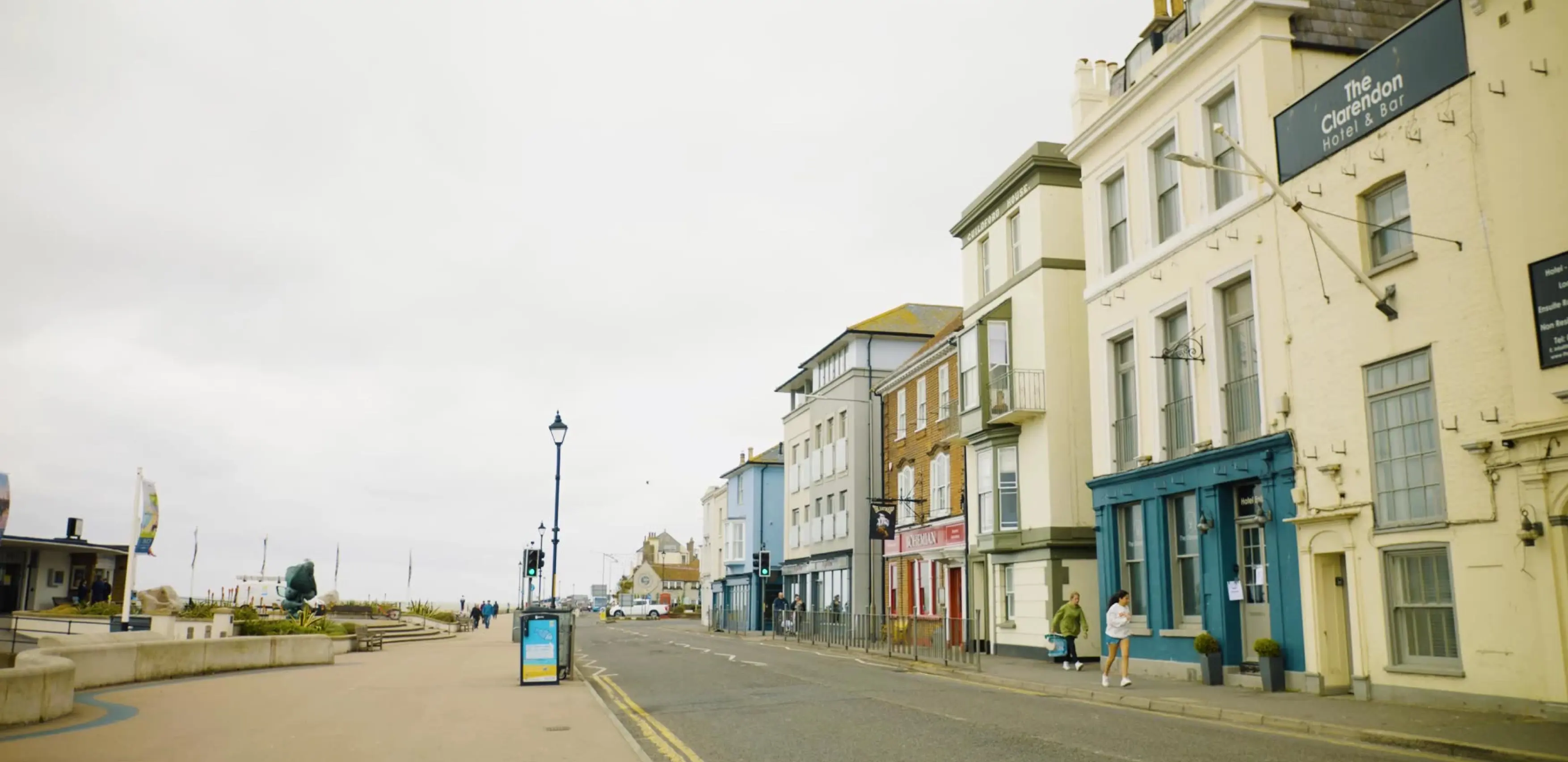 A photo looking at the houses built along the road at Deal Beach
