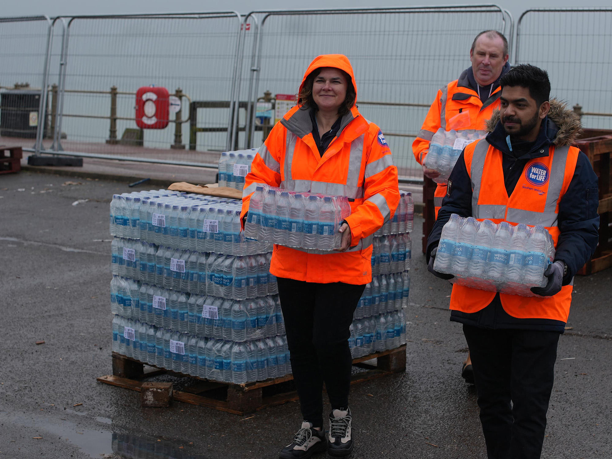 Bottled water volunteers