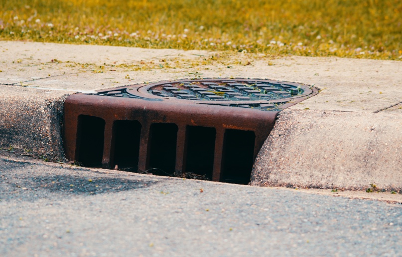 A roadside drain
