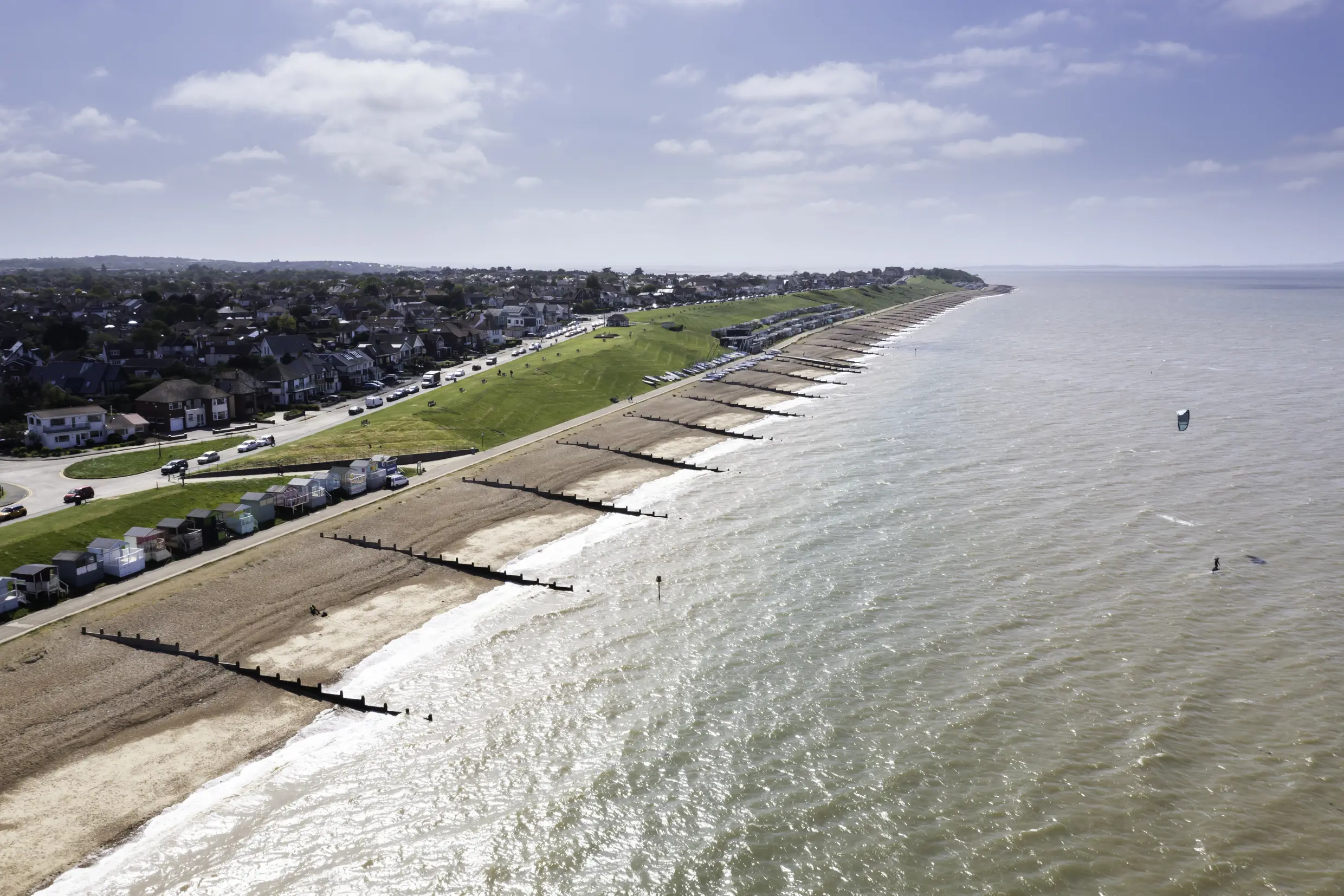 An aerial view of Swalecliffe Beach