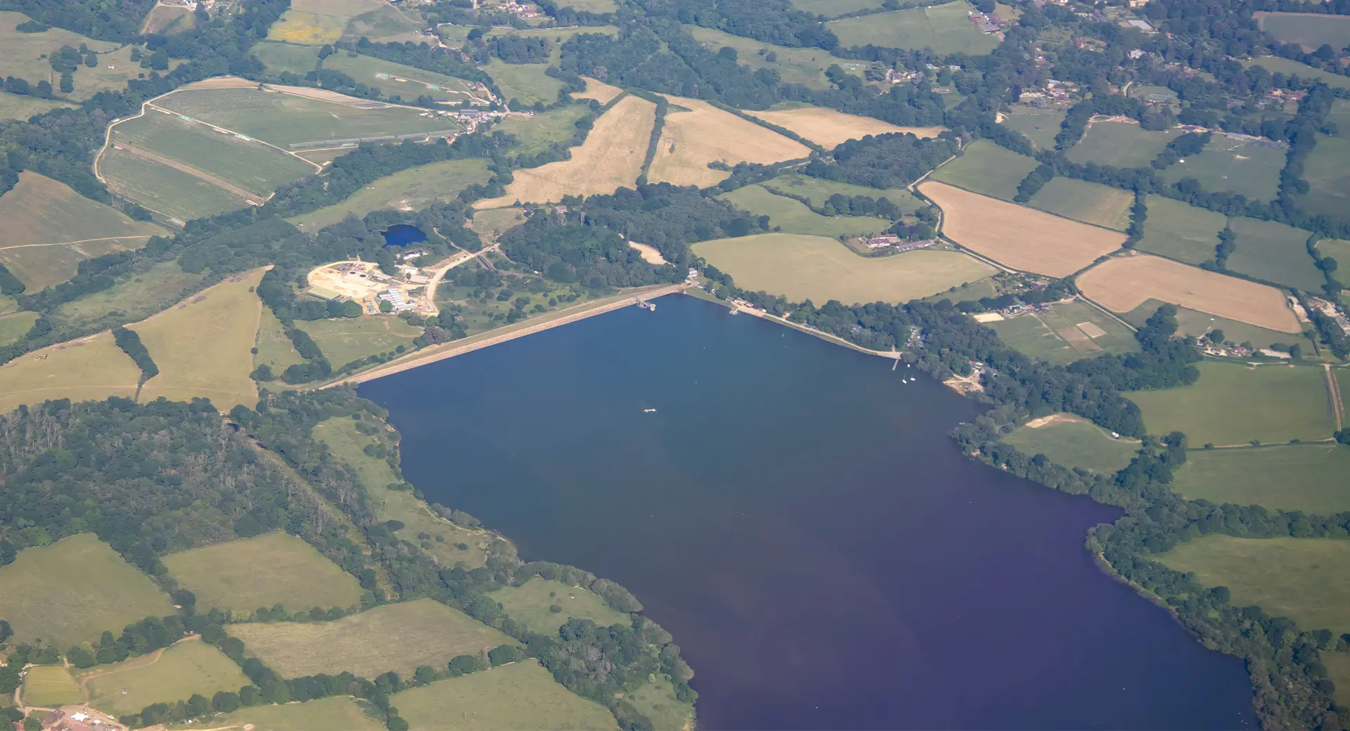An aerial view of Weir Wood Reservoir 
