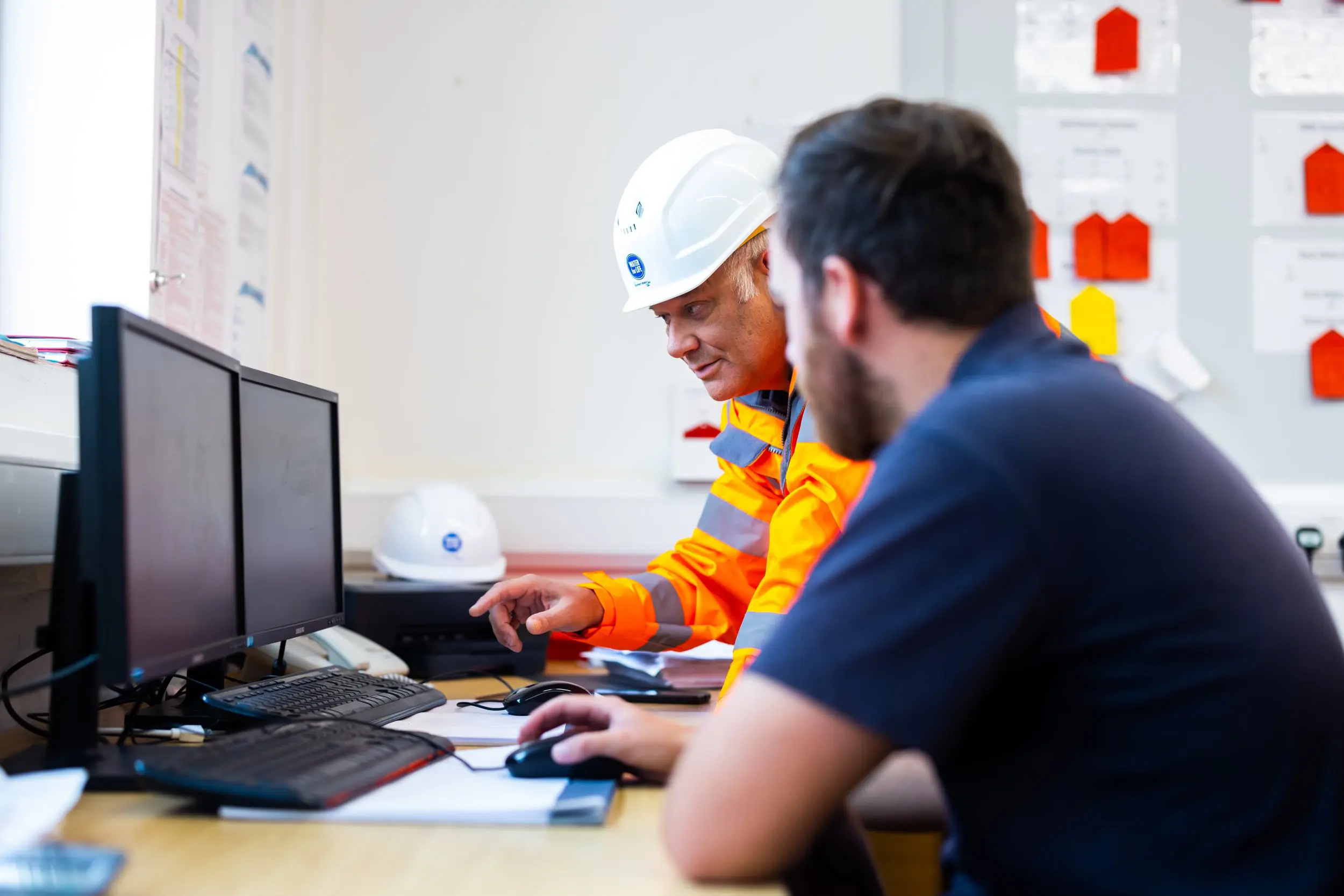 Southern Water employees in a site office