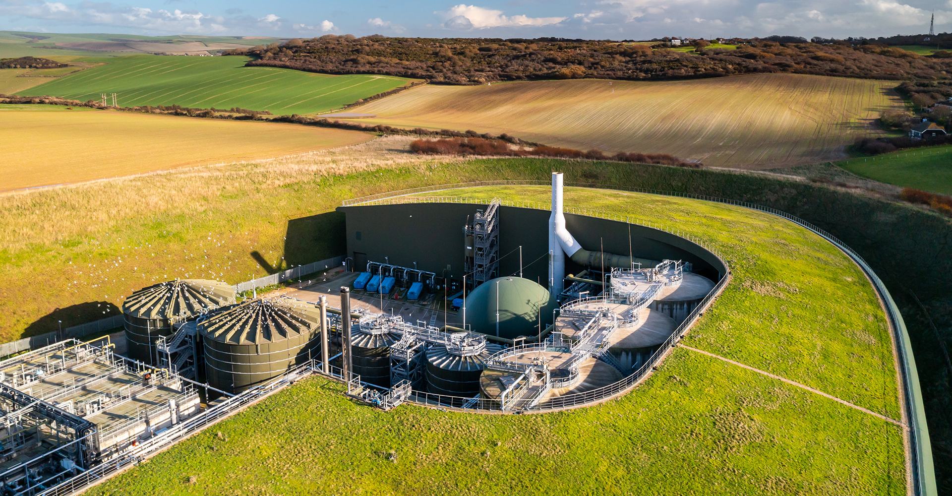 An air shot of Peacehaven Southern Water site
