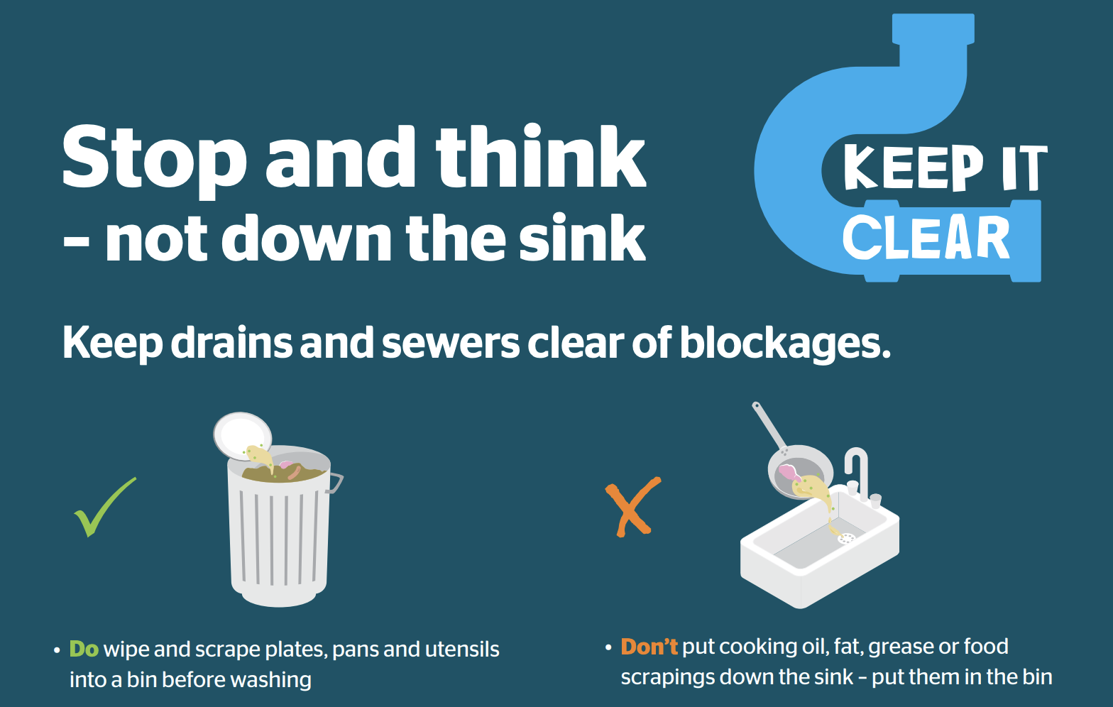 A poster that informs what not to put down the drain