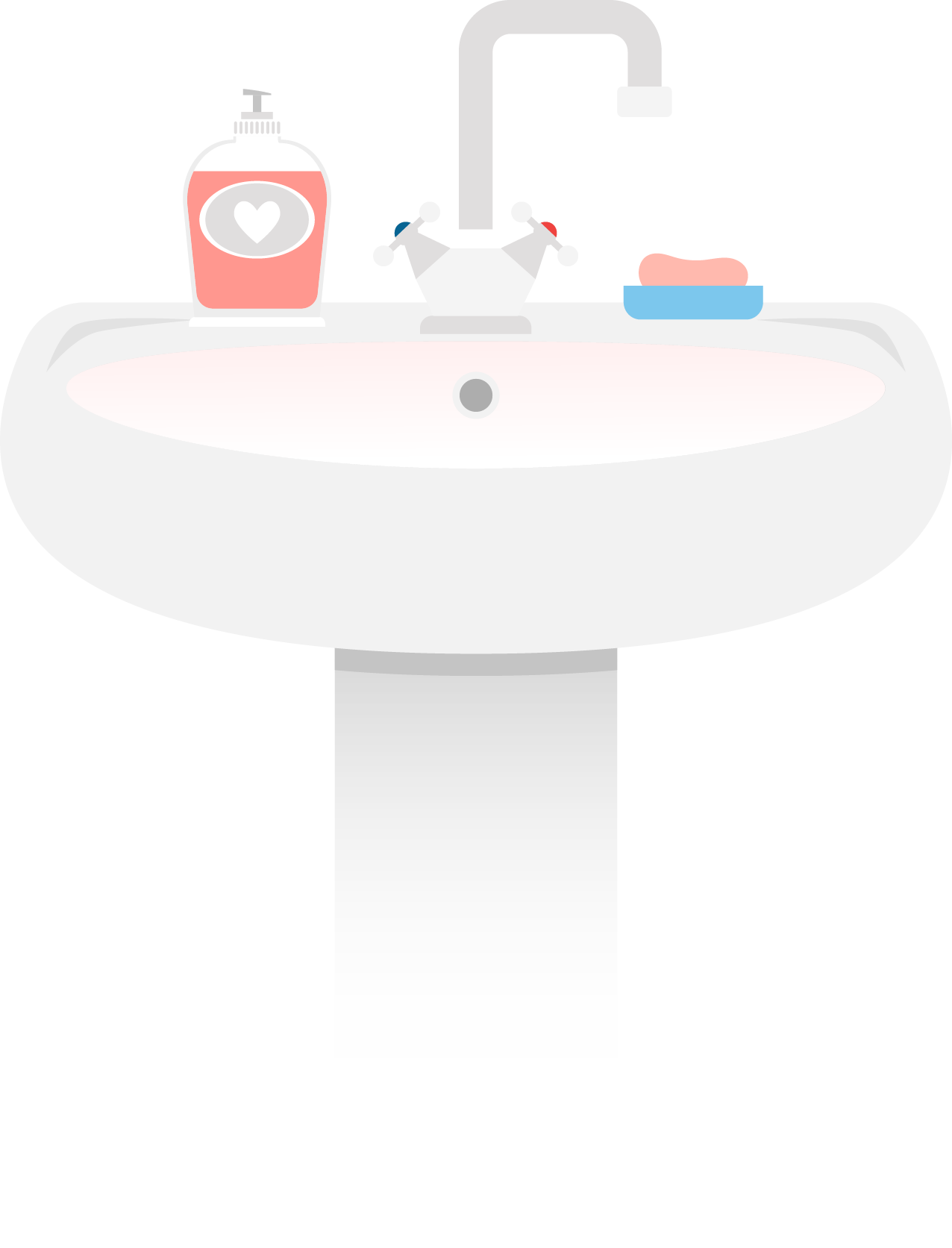 A cartoon drawing of a pink sink