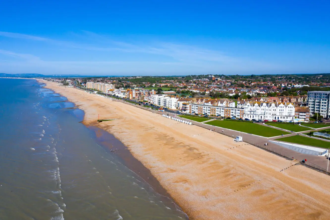 Ariel View of Bexhill Beach in summer