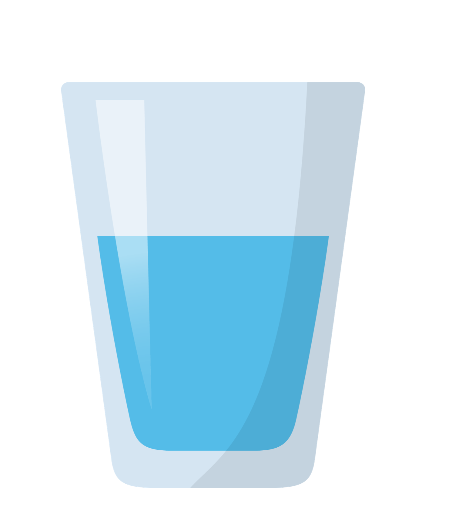 A cartoon drawing of a glass of blue water
