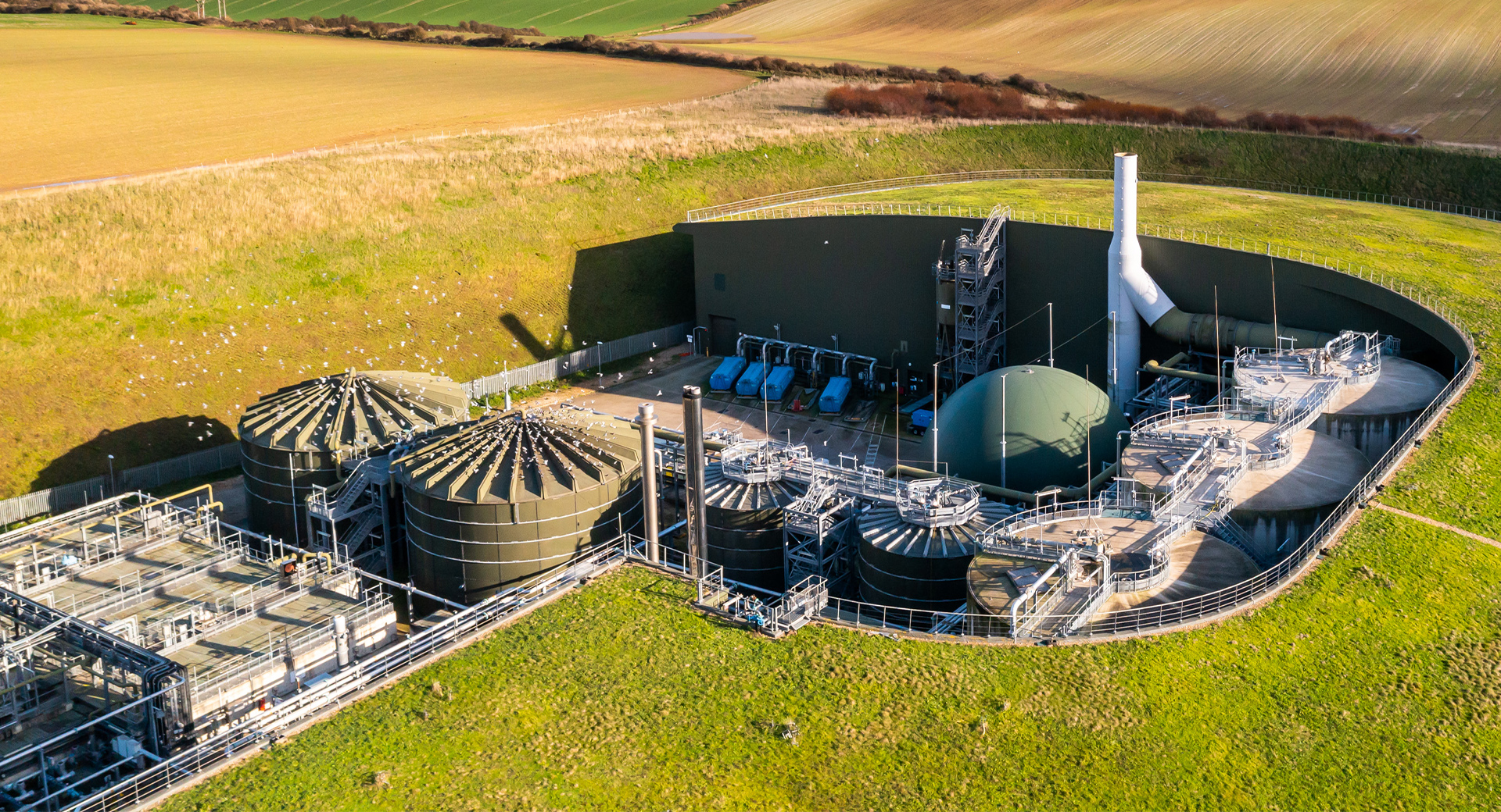 An aerial view of Peacehaven Wastewater Treatment Works
