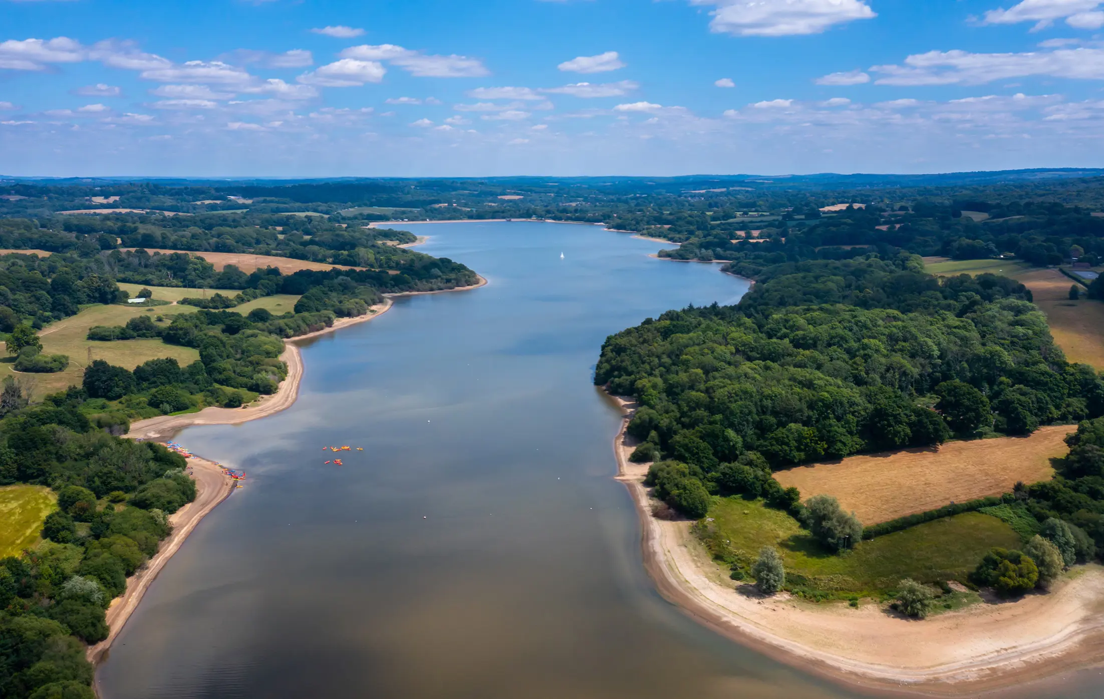 An aerial view of Weir Wood Reservoir