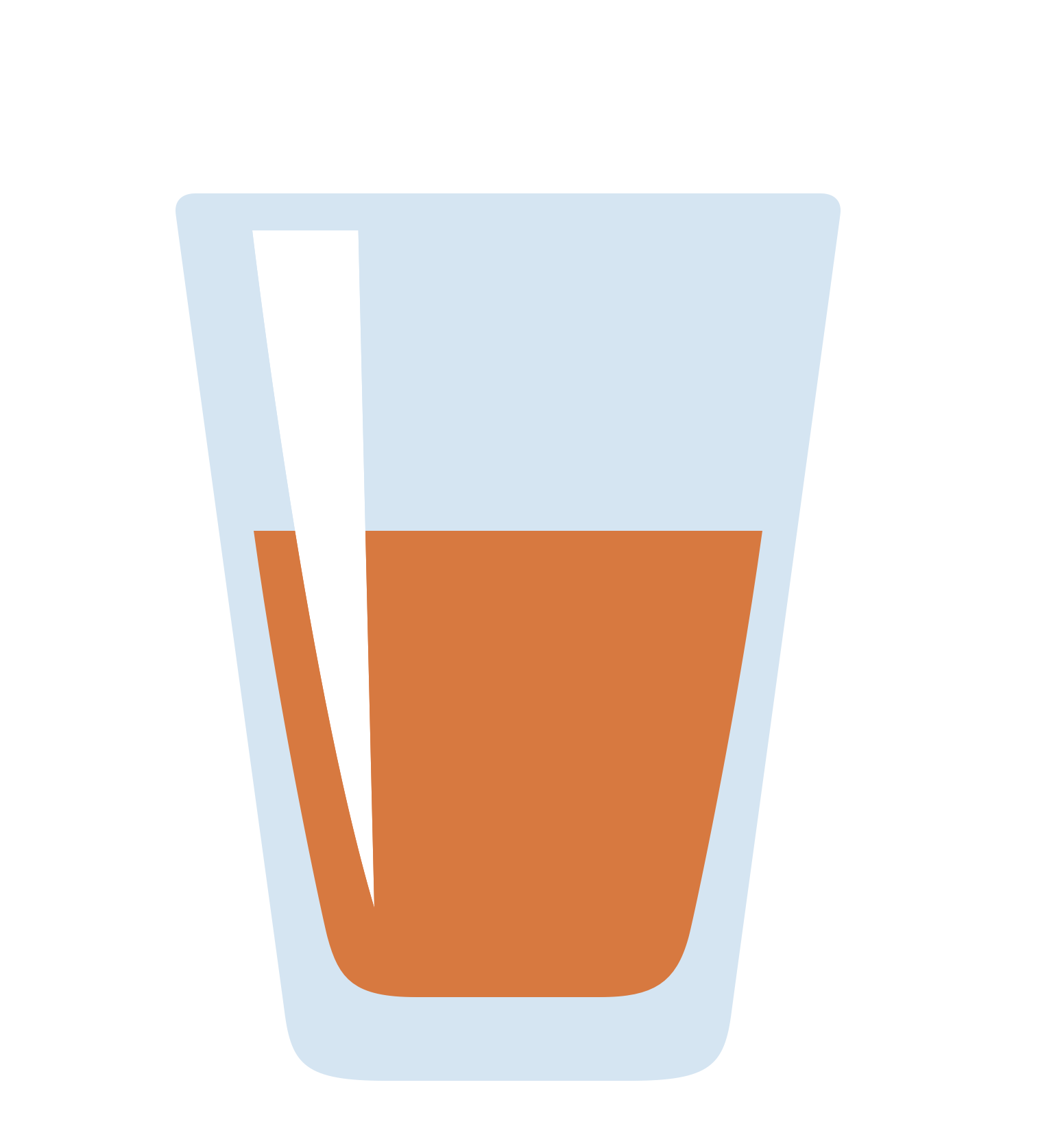 A drawing of a glass of brown water